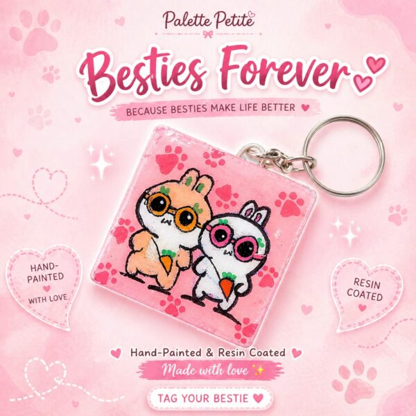 Besties Forever Bunny Keychain